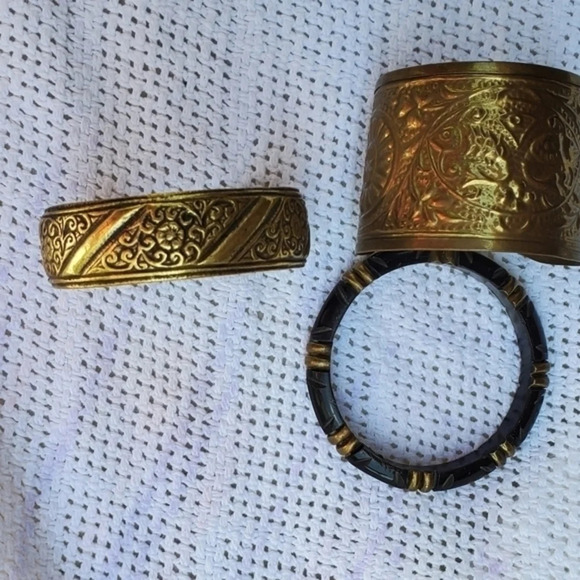 Vintage Brass Cuff and Bangle‎ Set - Picture 3 of 12